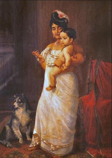 Raja Ravi Varma There Comes Papa oil painting picture